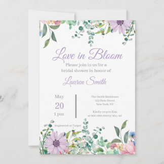 Convite de Chás de Noiva Floral Lavanda Elegante