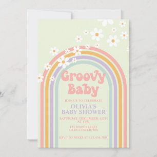 Convite de Churrasco Baby Pastel Arco-íris Groovy