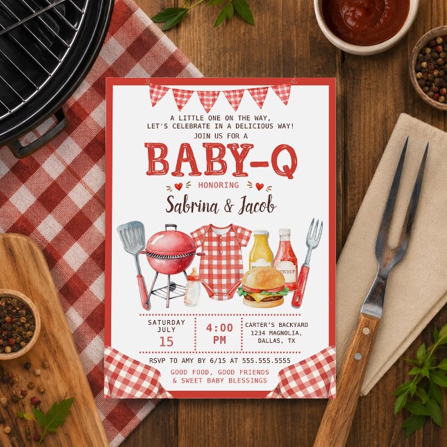 Convite de Churrasco Baby-Q Chá de Bebê (Criador carregado)