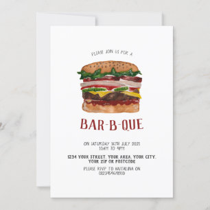Convite de churrasco com hambúrguer gigante