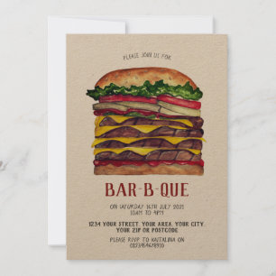Convite de churrasco com hambúrguer gigante