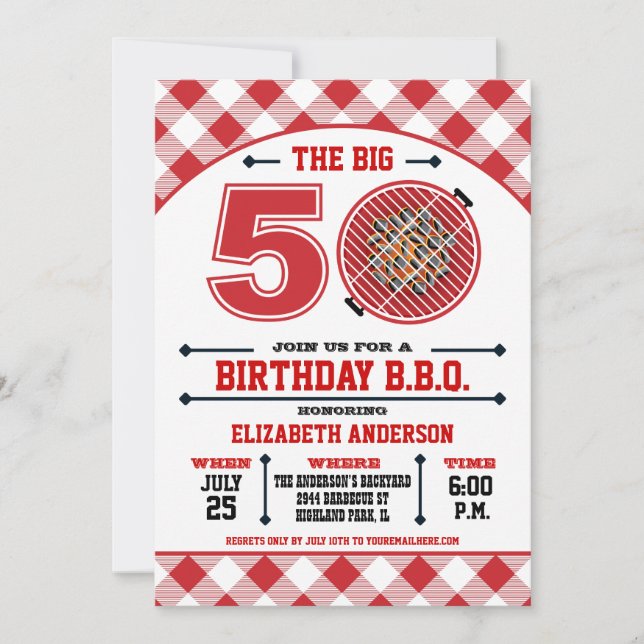 Convite de Churrasco de 50º Aniversário (Frente)