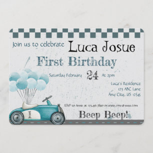 Convite de Churrasco de Aniversário com Carro Anti