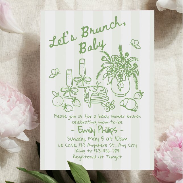 Convite de Churrasco de Baby Shower | Listras Verd (Criador carregado)
