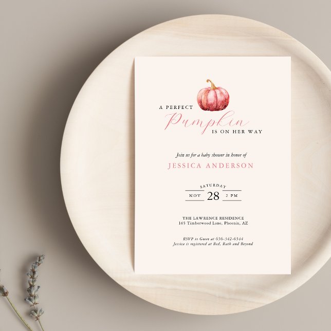 Convite de Churrasco de Bebê Abóbora Rosa Personal (Pink Pumpkin Baby Shower Invitation)