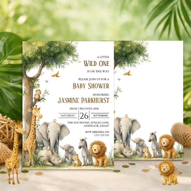 Convite de Churrasco de Bebê Animais da Selva em A (Criador carregado)