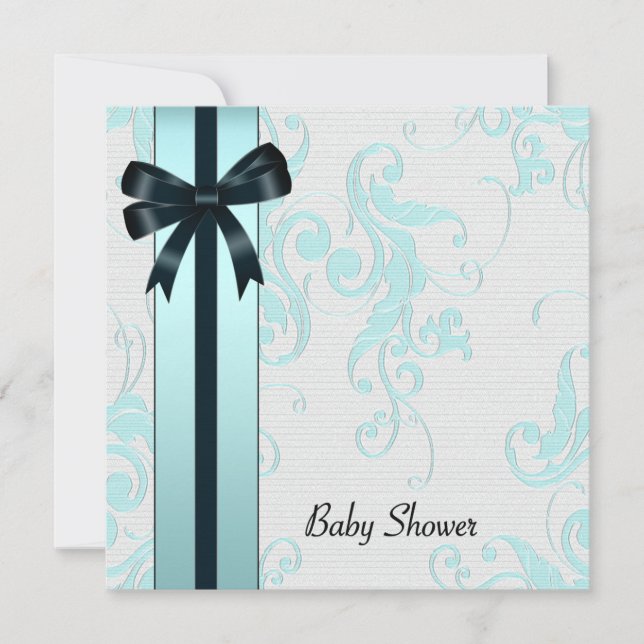 Convite de Churrasco de Bebê Azul Teal Elegante (Frente)