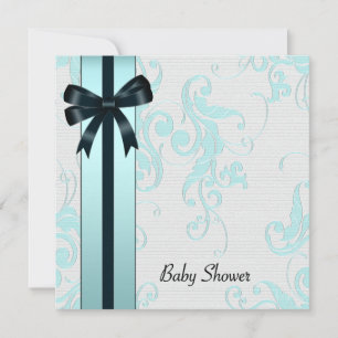 Convite de Churrasco de Bebê Azul Teal Elegante
