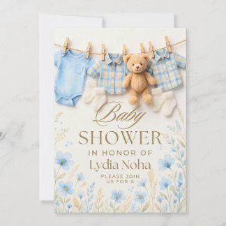 Convite de Churrasco de Bebê Baby Clothesline | Az