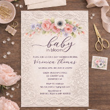Convite de Churrasco de Bebê Baby in Bloom Sweet F