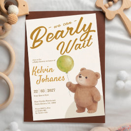 Convite de Churrasco de Bebê Balões de Urso de Pel