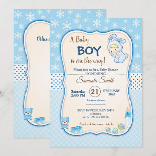 Convite de Churrasco de Bebê Banny de Inverno Fofo