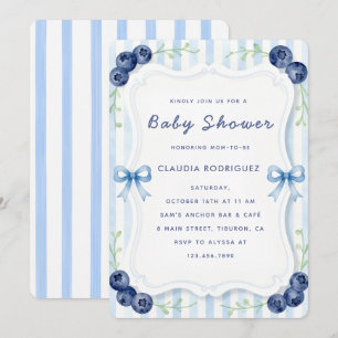 Convite de Churrasco de Bebê Blue Blueberry Aquare
