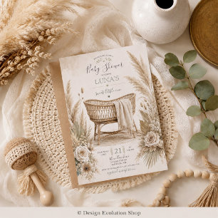 Convite de Churrasco de Bebê Boho Boêmio Pampas