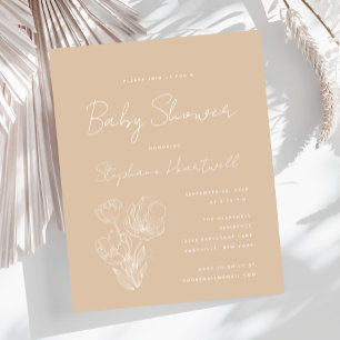 Convite de Churrasco de Bebê Boho Floral Bege