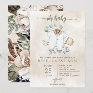 Convite de Churrasco de Bebê Boho Neutro Oh Baby