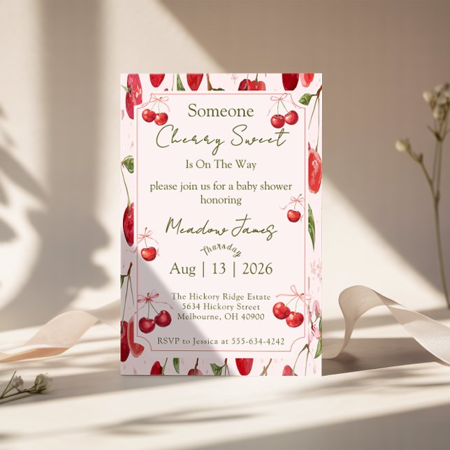 Convite de Churrasco de Bebê Cherry Sweet (Criador carregado)