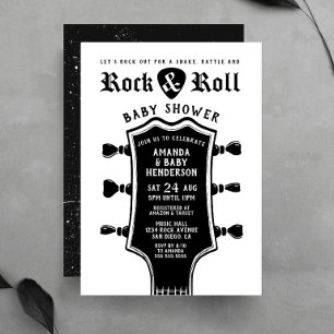 Convite de Churrasco de Bebê com Guitarra de Rock 