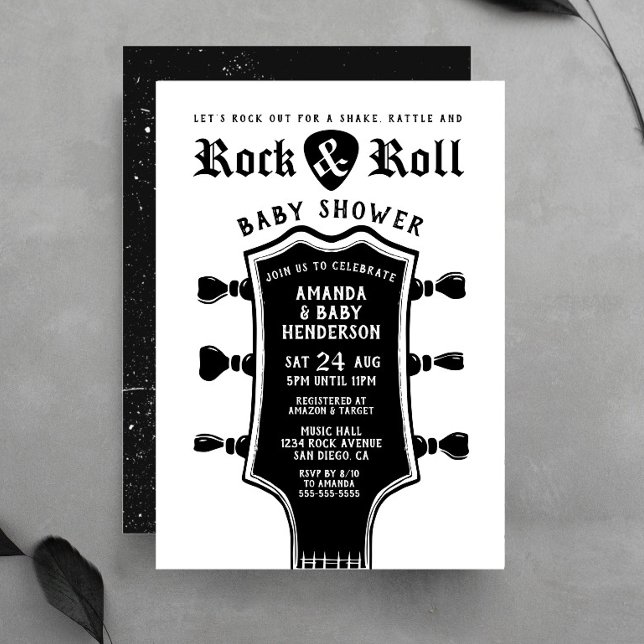 Convite de Churrasco de Bebê com Guitarra de Rock  (Criador carregado)