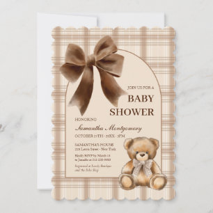 Convite de Churrasco de Bebê com Urso Teddy Beige