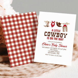 Convite de Churrasco de Bebê Cowboy Western Vermel
