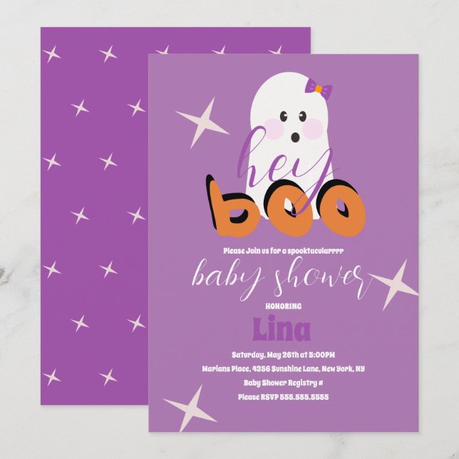 Convite de Churrasco de Bebê de Halloween de Fanta (Frente/Verso)