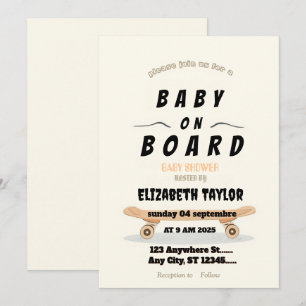 Convite de Churrasco de Bebê de Skate Baby on Boar
