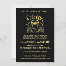 Convite de Churrasco de Bebê do Câncer Celestial d
