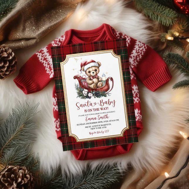 Convite de Churrasco de Bebê do Papai Noel | Urso  (Criador carregado)