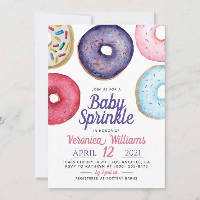 Convite de Churrasco de Bebê Donut Baby Sprinkle (Frente)