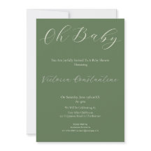 Convite de Churrasco de Bebê Elegante Verde Sábio 