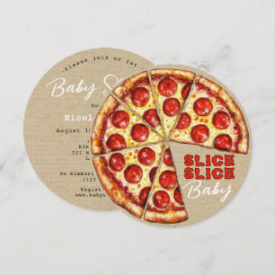 Convite de Churrasco de Bebê Fatia de Pizza Neutro