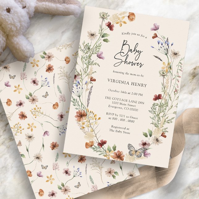 Convite de Churrasco de Bebê Floral Boho (Boho Floral Baby Shower Invitation
)