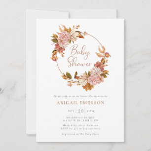 Convite de Churrasco de Bebê Floral Boho Aquarela