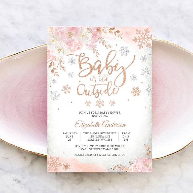Convite de Churrasco de Bebê Floral de Inverno (Criador carregado)