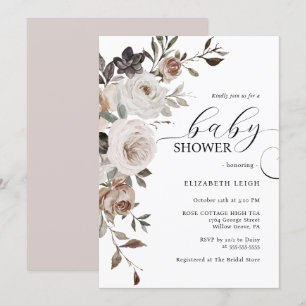 Convite de Churrasco de Bebê Floral Elegante