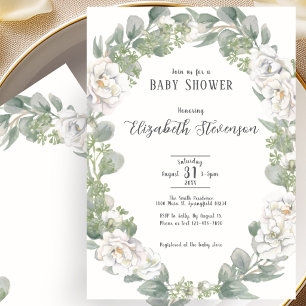 Convite de Churrasco de Bebê Floral Marfim Elegant