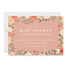 Convite de Churrasco de Bebê Floral Pêssego Modern