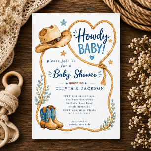 Convite de Churrasco de Bebê Howdy Baby Cowboy