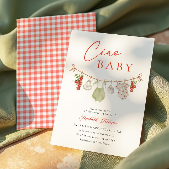 Convite de Churrasco de Bebê Italiano Ciao Baby (Criador carregado)