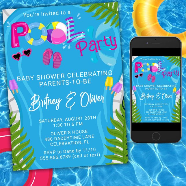 Convite de Churrasco de Bebê Menina no Verão com P (Criador carregado)