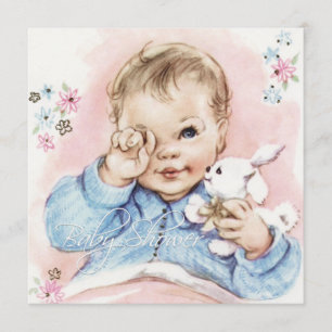 Convite de Churrasco de Bebê Menino Baby Blue Vint