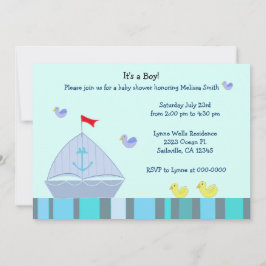 Convite de Churrasco de Bebê Menino Barco à Vela N