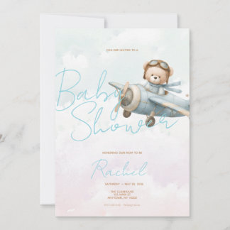 Convite de Churrasco de Bebê Menino Urso Teddy Vin