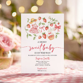 Convite de Churrasco de Bebê Morango Doce Bebê Mor