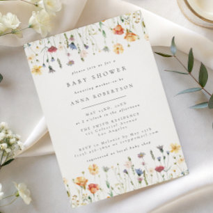 Convite de Churrasco de Bebê Pastel Boho Wildflowe