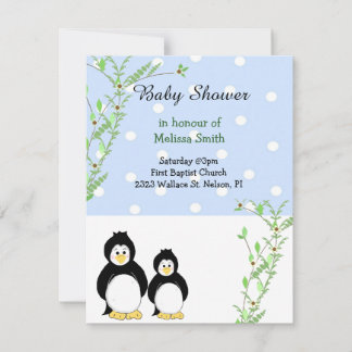 Convite de Churrasco de Bebê Pinguins e Vinhas