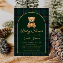 Convite de Churrasco de Bebê Préppy Tartan de Ursi