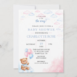 Convite de Churrasco de Bebê Urso de Pelúcia Balão