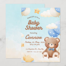 Convite de Churrasco de Bebê Urso Fofo Marrom